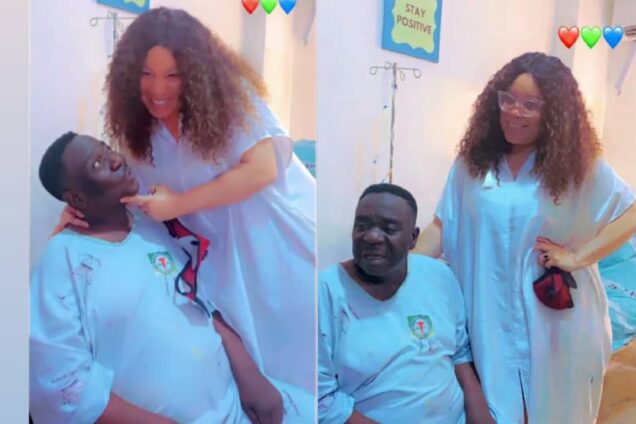 Actress Monalisa visits Mr. Ibu in hospital (Photos & videos)