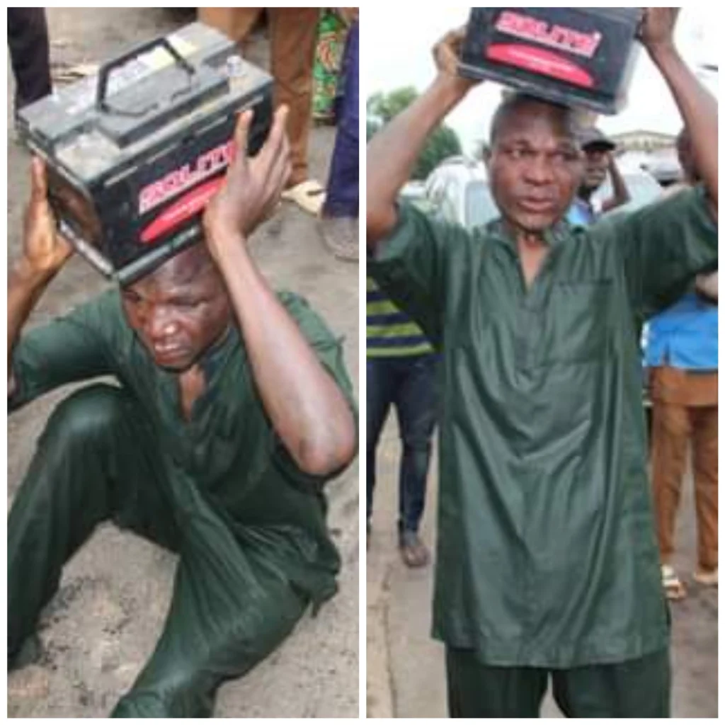A man caught stealing car battery in Kwara (video)
