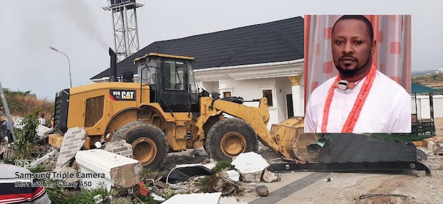 Tonto Dikeh's Ex boyfriend Kpokpogiri's mansion has been demolished in Abuja