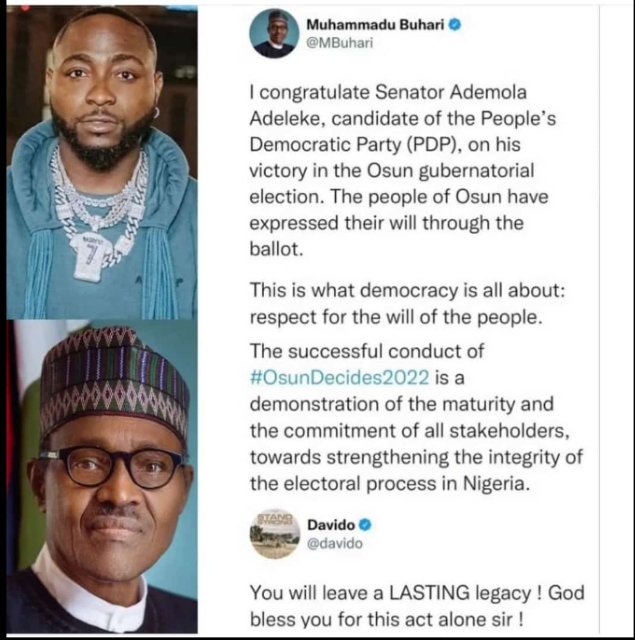 Davido reply to Buhari tweet: You will leave a lasting legacy behind