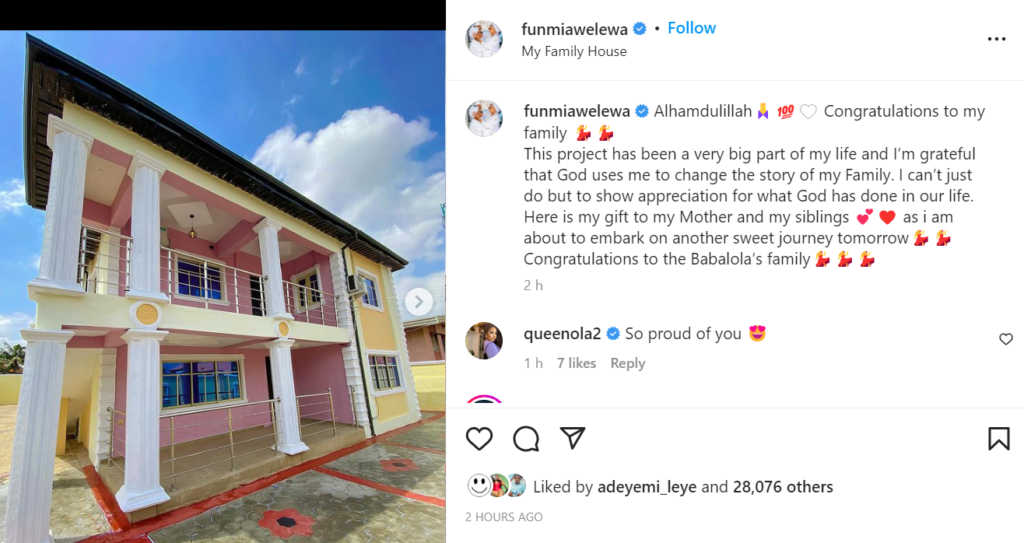 Actress Funmi Awelewa builds a mansion for her family (picture)