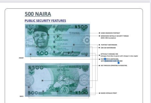 How to identify fake 500 naira