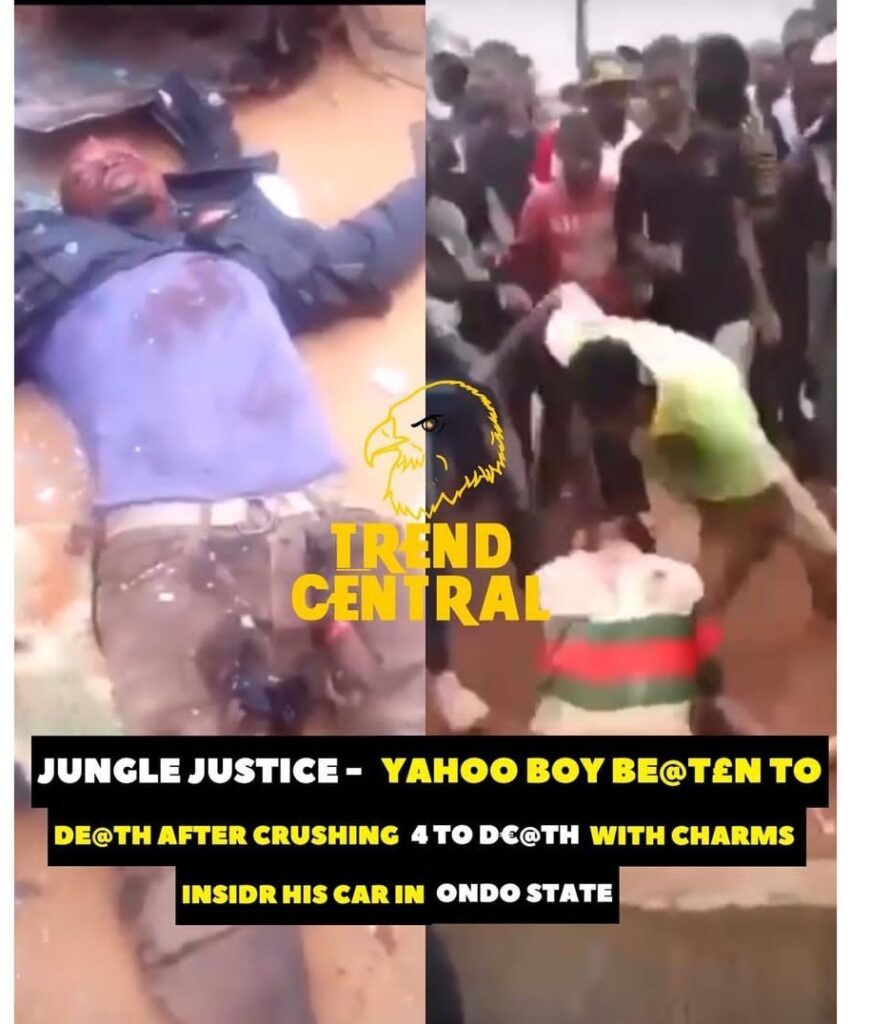Jungle Justice: Yahoo Boy Stoned To Death After crushing 4 People To Death (Video)