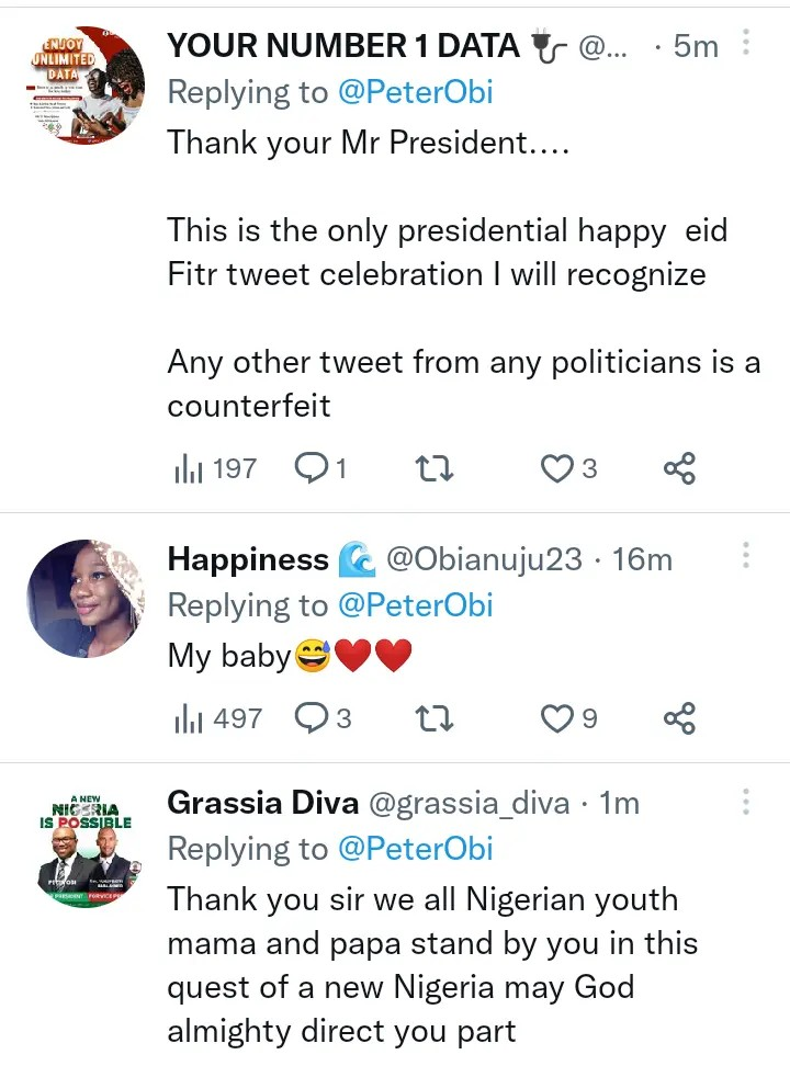Reactions trails as Peter Obi shares photo of himself in Muslim attire as he wishes them Happy Sallah