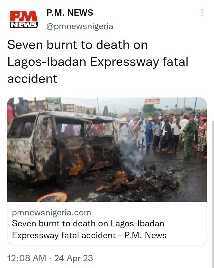Today headlines: INEC's Position: Tinubu won - INEC, Seven burnt to death on Lagos-Ibadan way fatal accident