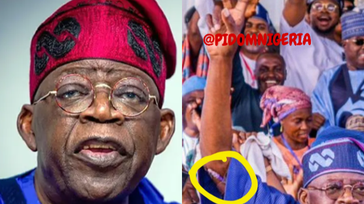Reaction Trails Moment A Syringe Was Seen On Tinubu's Right Arm While Elevating It In Abuja