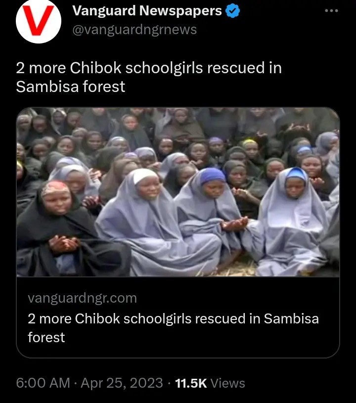 Today's Headlines: Peter Obi - I refused to go on trip after election, 2 extra Chibok schoolgirls rescued in Sambisa forest