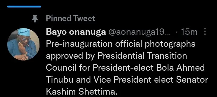 President-elect: Reactions Trail As Onanuga Shares The Pre-Inauguration Official Photos Approved For New Tinubu & Shettima