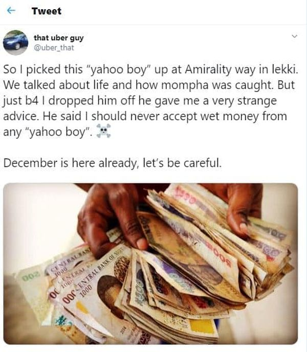 Never Collect wet money from a Yahoo boy – Man reveals new ritual
