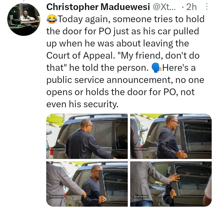 See What Obi Told Man Who Tried To Open His Car Door After Court Session In Abuja, Netizens React