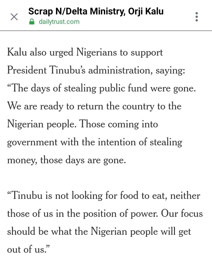 Tinubu Is Not Looking For Food To Eat, Neither Those Of Us In The Position Of Power-Orji Uzor Kalu