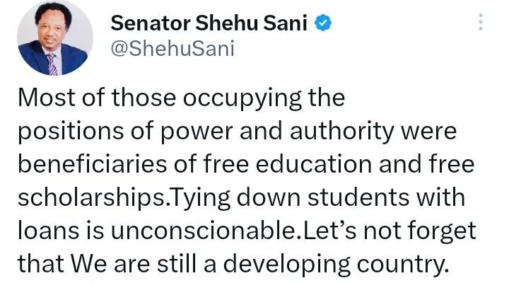 Student loan: Most Nigerian leaders benefited from free education, but now tie students down with loans – Shehu Sani