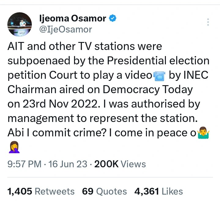 AIT's Ijeoma Osamor Says After She Testified In Court For Peter Obi's LP – “I did not commit a crime”