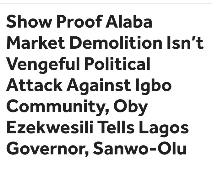 Oby Ezekwesili Demands Evidence That Alaba Market Demolition Is Not Politically Motivated