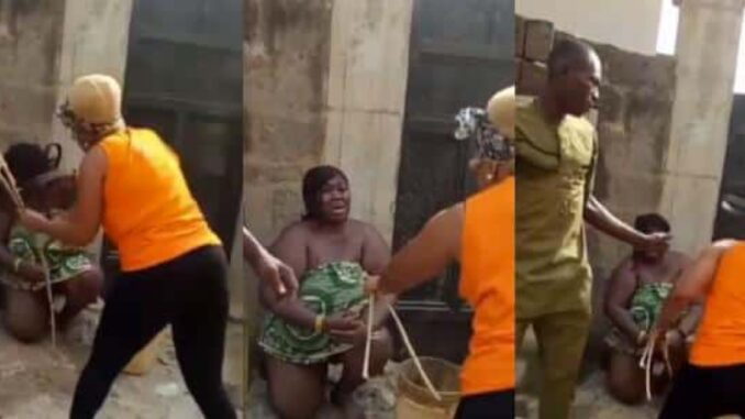 Side-chick Flogged Mercilessly By wife For Sleeping With Her Husband (Video)