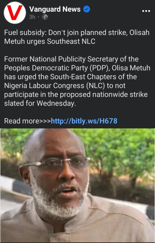 Today's Headlines: Don’t Join Planned Strike –Metuh To S/East NLC; Take Care Of Poor Abians–Obi To Otti