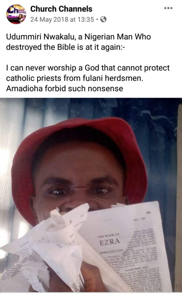 “God Has No POWER” Nigerian Man Tears The Holy Bible Into Pieces & Uses It As ‘Toilet Paper (Photos)