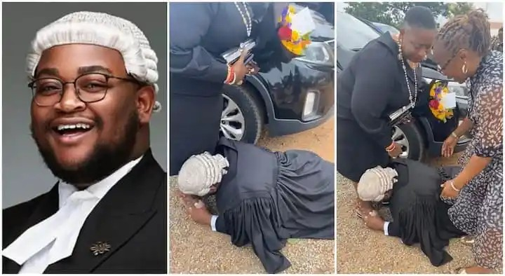 “Who am i without you” – Lawyer breaks down in tears as he thanks his mom after getting called to bar (video)
