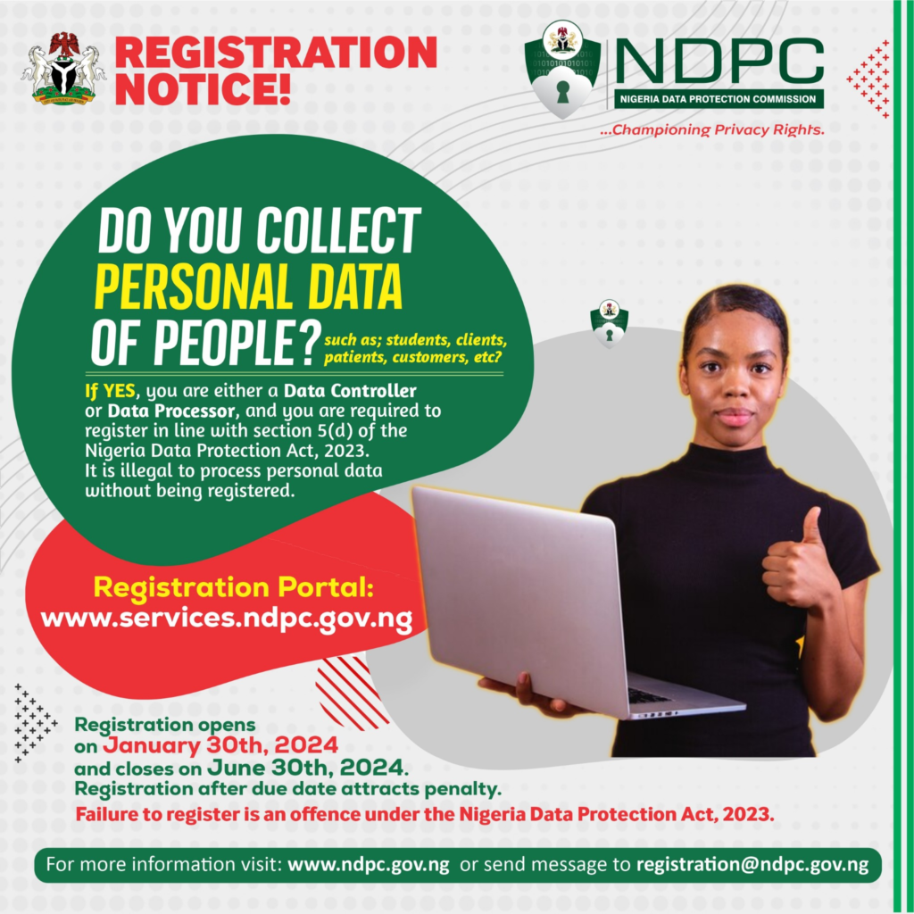 NDPC Announces Registration Notice for Data Controllers and Processors in Nigeria